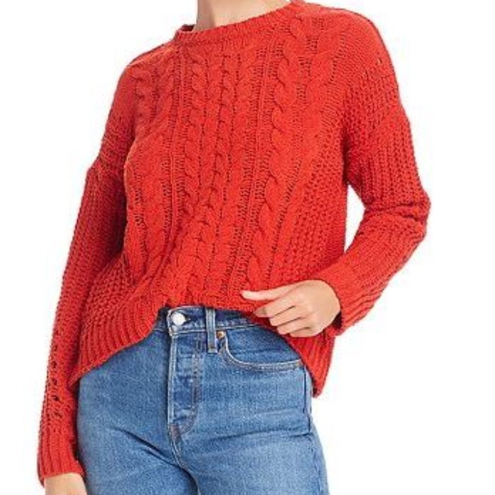 AQUA Chenille Mixed-Knit Sweater